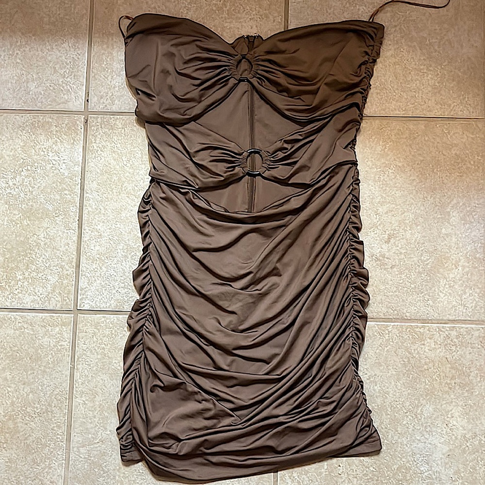 Streetwear Society Brown Strapless Bellybutton Dress